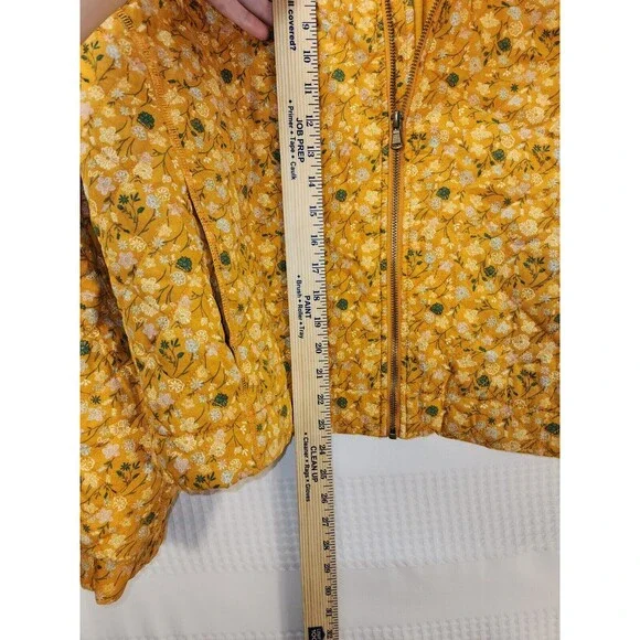 Sonoma Women's Jacket Sz Large 100% Cotton Quilted in Gold Floral Print - Picture 7 of 10